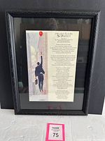 Front view of framed print showing poem and illustration