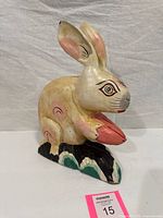 Front view of hand-painted rabbit figurine