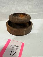 Bowl with candle holder stacked, showing overall form and grain