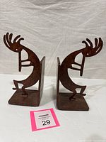 Front view of both Kokopelli metal bookends