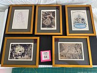 Group shot of all five framed Snow White prints