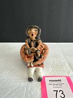 Front view of storyteller figurine showing mother and five children
