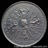 Obverse of 1980 Queen Mother commemorative crown coin