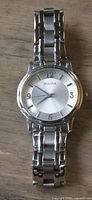 Front view of Bulova stainless steel watch showing dial and bracelet