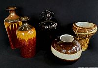 Front view of all five decorative pieces