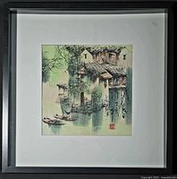 Front view of framed print showing entire artwork, mat and frame