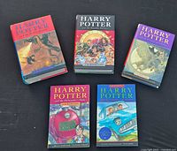 Group shot of all five Harry Potter books