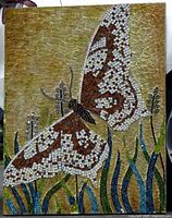 Full view of glass mosaic butterfly artwork