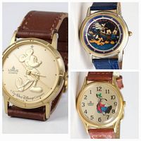 Collage showing all three Disney wristwatches: Mickey, Decade of Dreams, Goofy