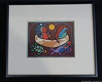 Front view of framed print showing artwork, mat and frame