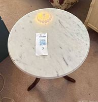 Top view of marble surface showing diameter and finish