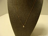 Full view of necklace on display, showing chain length and pendant placement