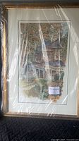 Front view of framed print in plastic wrap