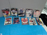 Front view of first group of cards, 10 visible