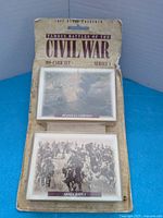 Front view of sealed Tuff Stuff Famous Battles of the Civil War Series 1 100-card set, two sample cards visible