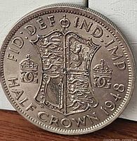 Full view of 1948 half crown reverse side
