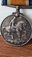 Reverse of British War Medal showing St George on horseback and dates