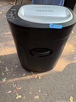 Paper shredder closed view showing top and body