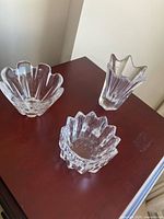 All three clear crystal pieces on tabletop