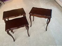 Top-down view showing all three tables side by side, highlighting matching design and relative sizes