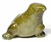 Front-left view of entire serpentine falcon sculpture