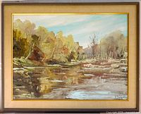 Full view of framed oil painting