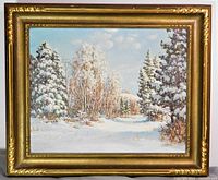 Frontal view of framed Otto Planding oil painting