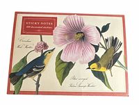 Front cover of Audubon Birds of America sticky notes book showing bird and hibiscus illustration