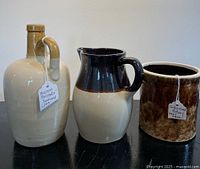 Overall view of jug, pitcher and crock