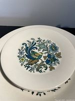 close-up of Everglades bird & floral motif on plate