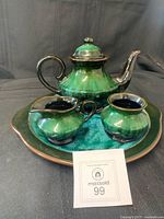 Full tea set on tray showing all pieces