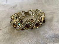 Bracelet front view showing design and stones