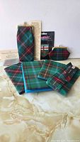 All Manitoba tartan accessories arranged together