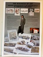 Full view of promotional poster showing title, artist photo, sample artworks and text