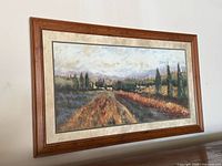 Full view of framed Italian landscape artwork