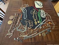 Full layout of jewelry pieces on table