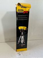 Box showing Stanley SPK single point laser kit with image of tripod and laser level
