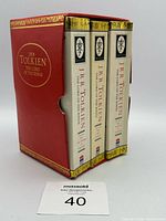 Front view of boxed set showing slipcase and three book spines