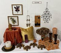 Group shot of all autumn décor items displayed on table