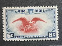Front of 6¢ Air Mail stamp showing eagle design.