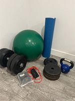 All workout equipment grouped together