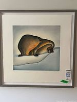 Full view of framed print showing image, mat, frame and edition details