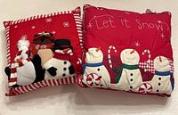 Both Christmas pillows front view
