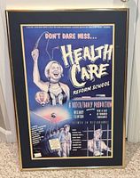 Full view of framed parody poster