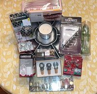 Group shot of all items arranged on table