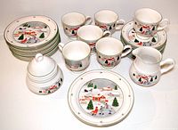 Group shot of entire 26-piece Sango Silent Night dessert service