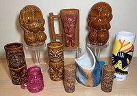 All ten tiki items displayed together