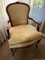 Front angled view of accent chair