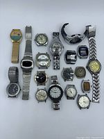 All 18 watches laid out in rows