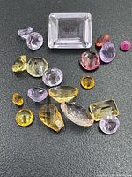 Close-up of all gemstones on black background